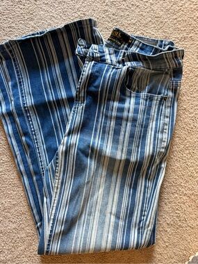 Lucky & Blessed Blue and White Striped Wide-Leg Jeans